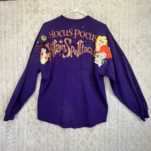 Disney Spirit Jersey Hocus Pocus Sz XS Purple Sparkly Oversized Villanspell